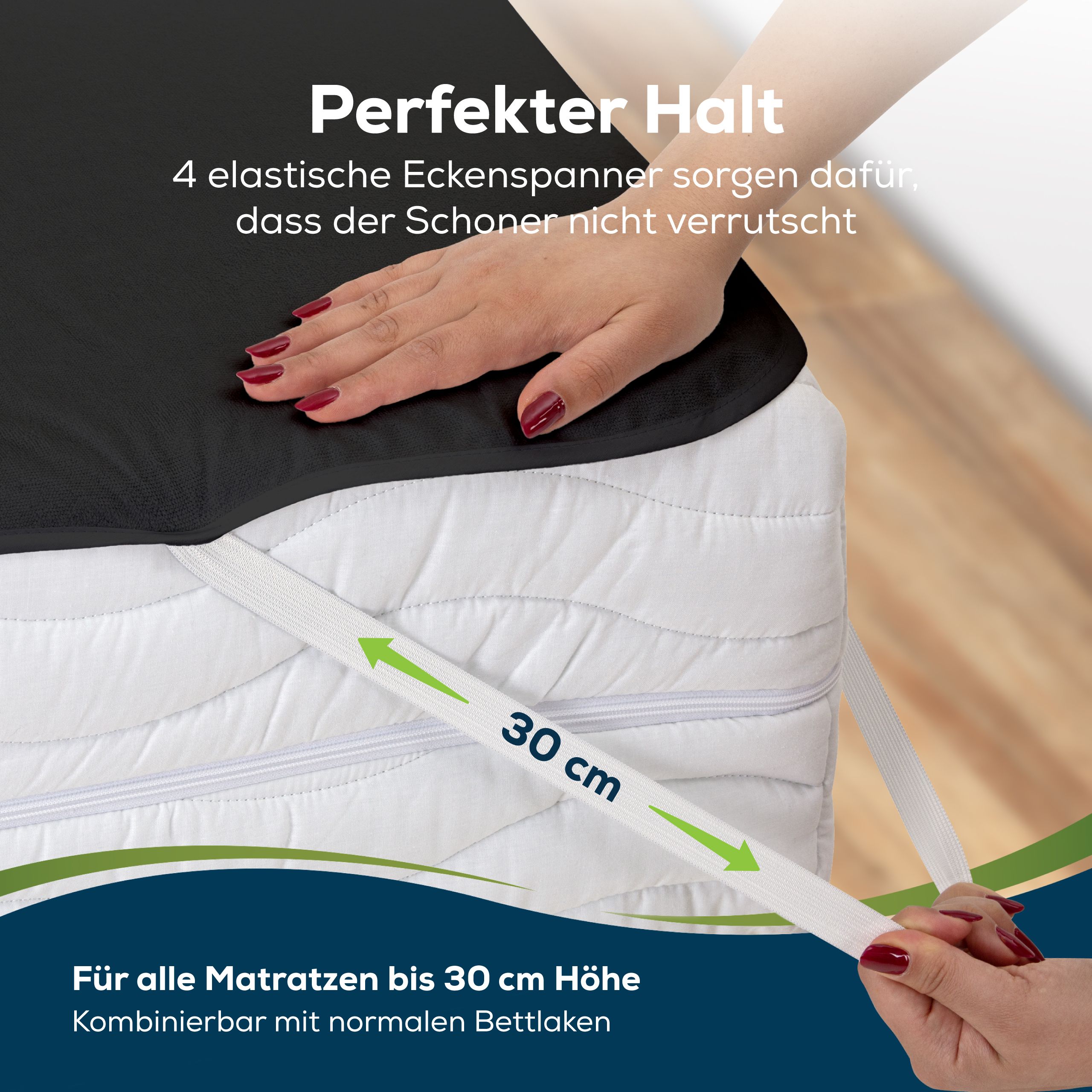 Sensalou Matratzenschoner Wasserdicht - Nässeschutz Matratzenauflage 180x200cm Schwarz-Anthrazit