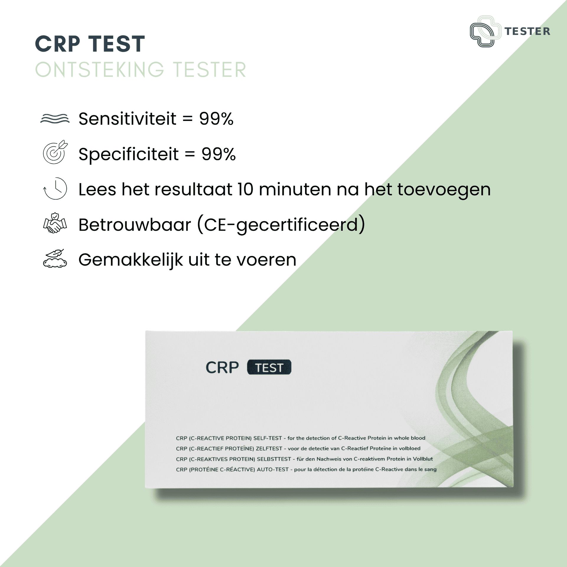 CRP Schnelltest - CRP-Wert - für Zuhause - CE-zertifiziert - The Tester