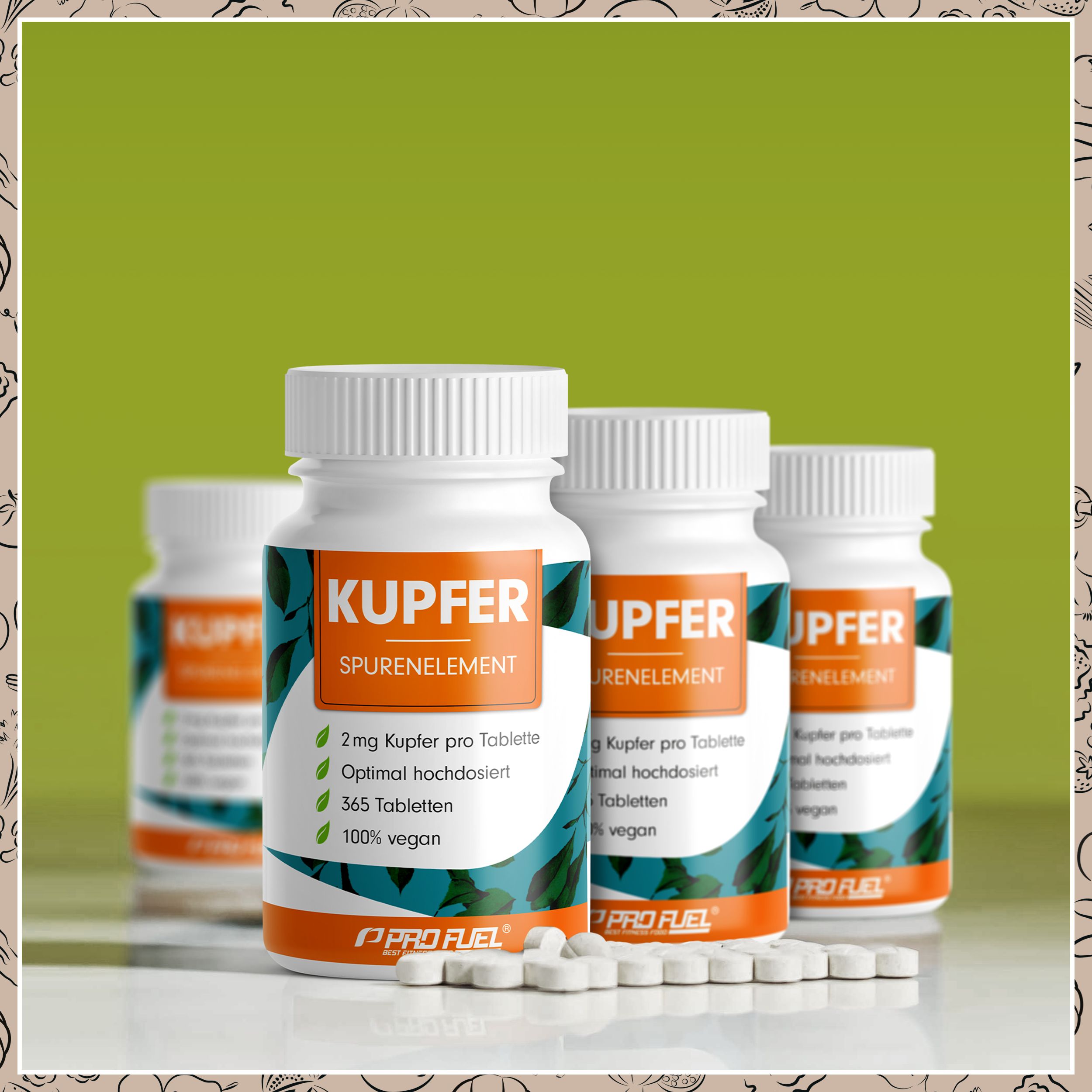 ProFuel - Kupfer Tabletten mit 2 mg Kupfer aus hochwertigem Kupferbisglycinat