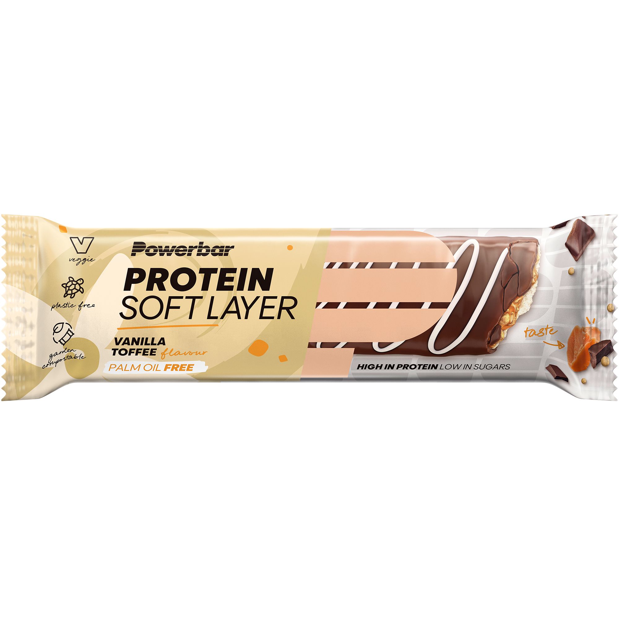 PowerBar Protein Soft Layer - Proteinreich, Zuckerarm und ohne Kollagen - Vanilla Toffee