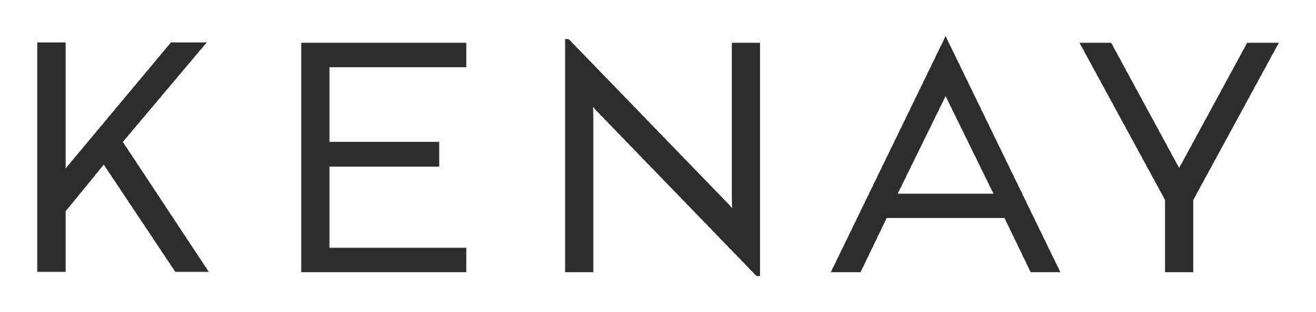 Schwarzer Schriftzug KENAY® auf weißem Hintergrund. Buchstaben in serifenloser Schrift.