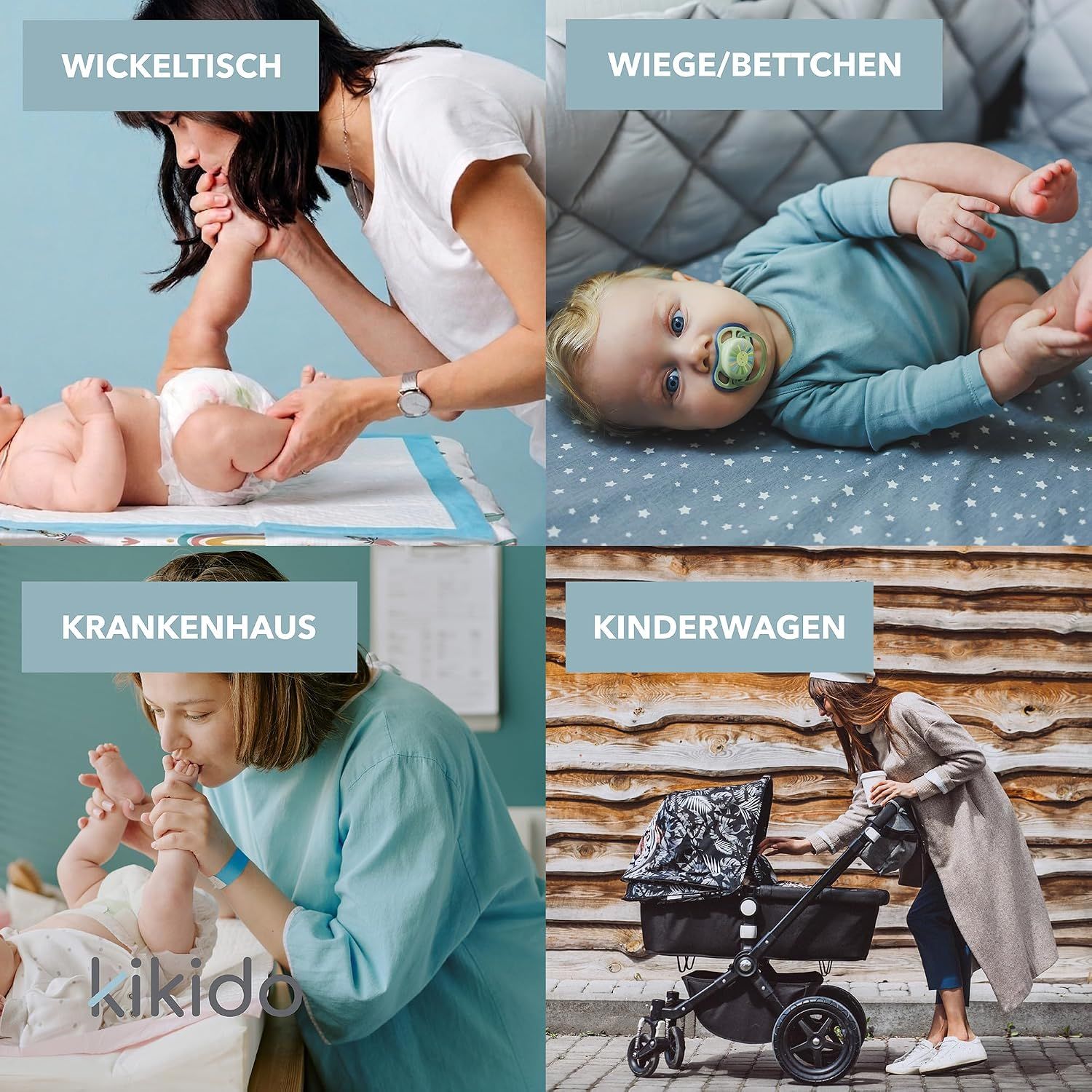 Kikido Einweg-Wickelunterlagen für Neugeborene 40x60