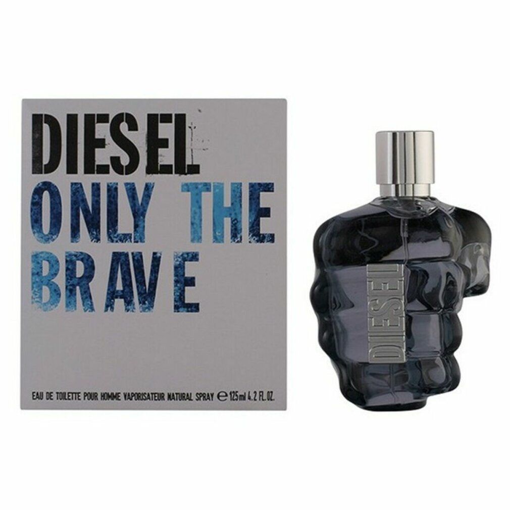 Parfümflakon und Verpackung. Auf der Verpackung steht "DIESEL ONLY THE BRAVE".