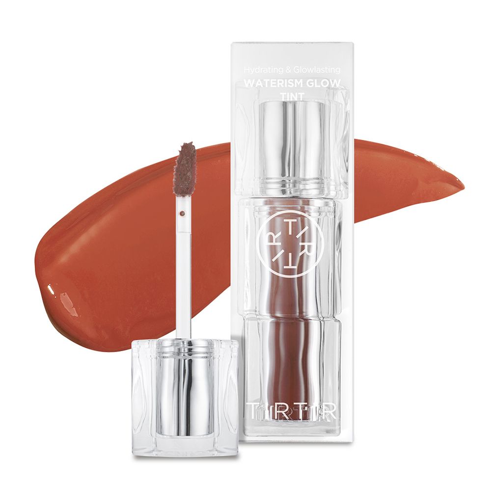 TIRTIR Waterism Glow Tint Lippenstift mit Applikator und Farbabstrich.