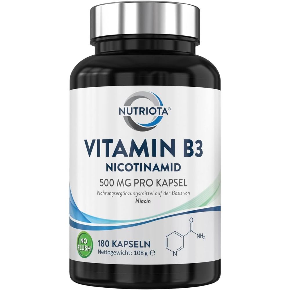 Nutriota Vitamin B3 Nicotinamid, 180 Kapseln.
