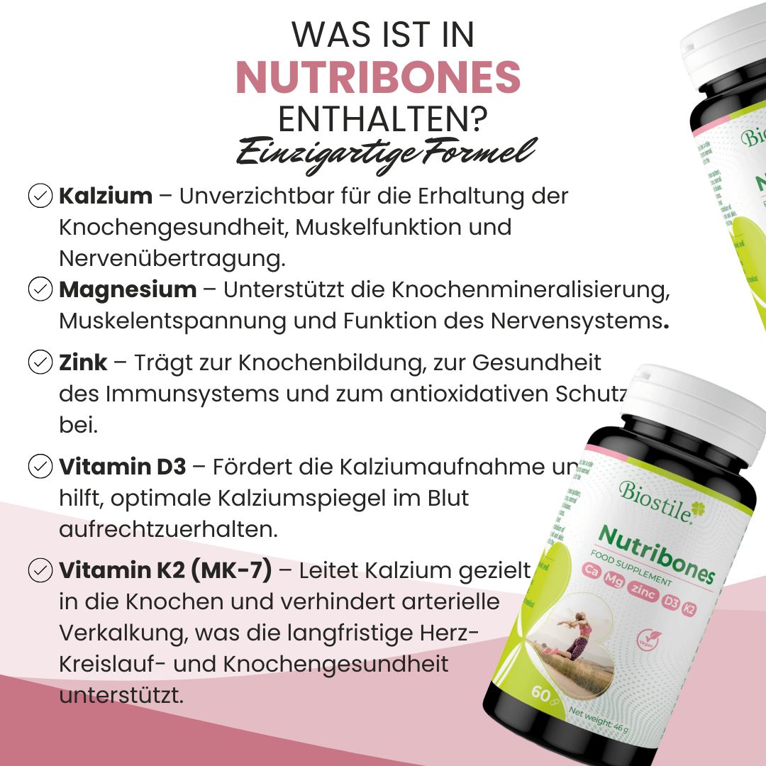 Biostile Nutribones Flasche mit 60 Kapseln, Inhaltsstoffe und Vorteile.