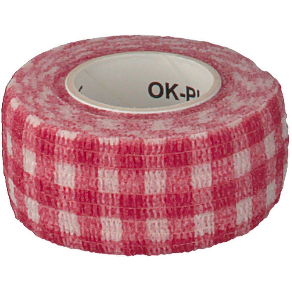 OK-plast Fingerverband rot kariert 2,5 cm x 4,5 m