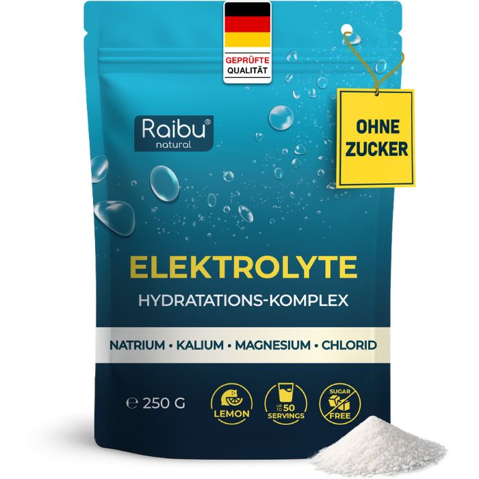 Raibu Elektrolyte Pulver Beutel, 250g, zuckerfrei, mit Magnesium, Kalium, Natrium, Chlorid.
