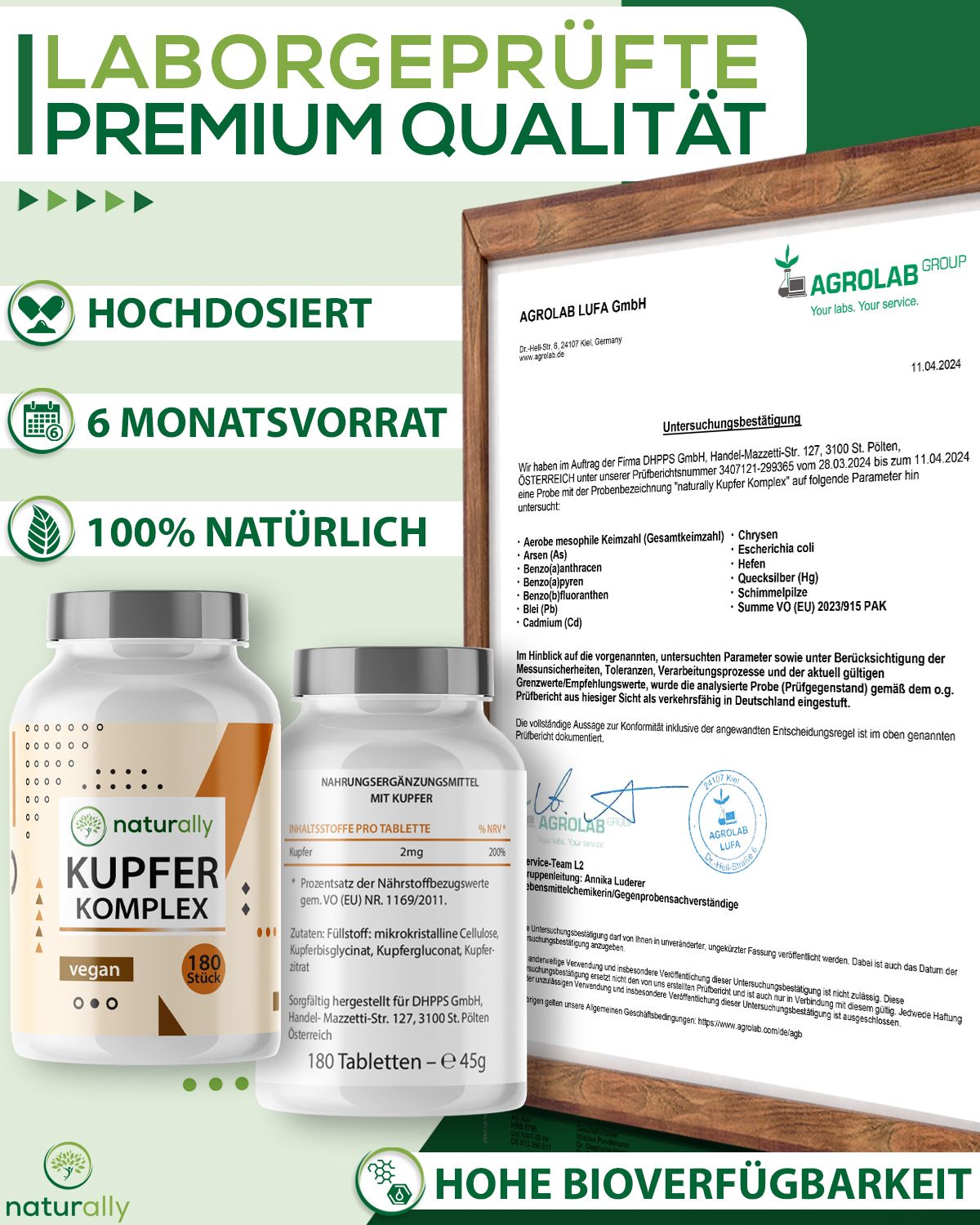 naturally Kupfer Komplex | 2 mg elementares Kupfer