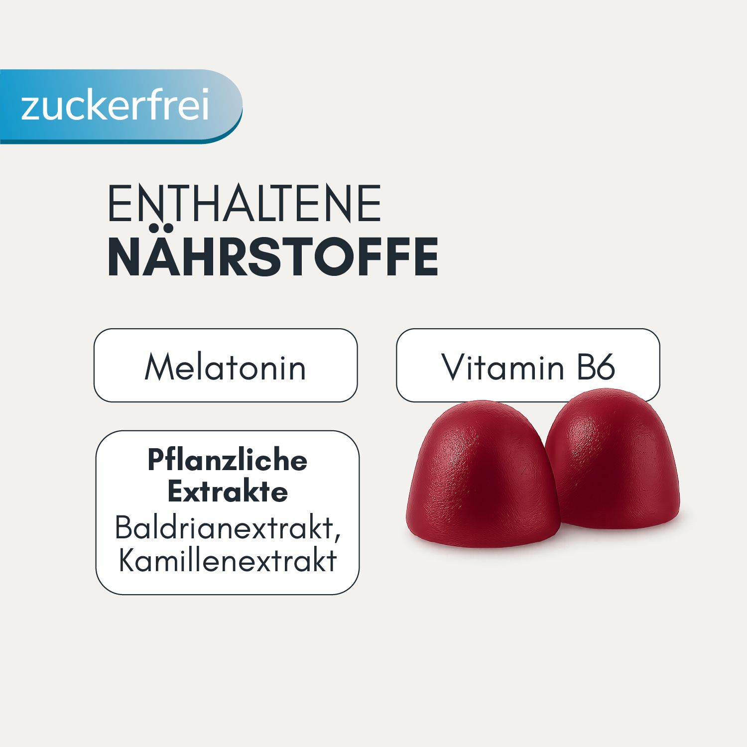 Gumtamin Melatonin Sleep Gummies: Enthält Melatonin, Vitamin B6 und pflanzliche Extrakte wie Baldrian.