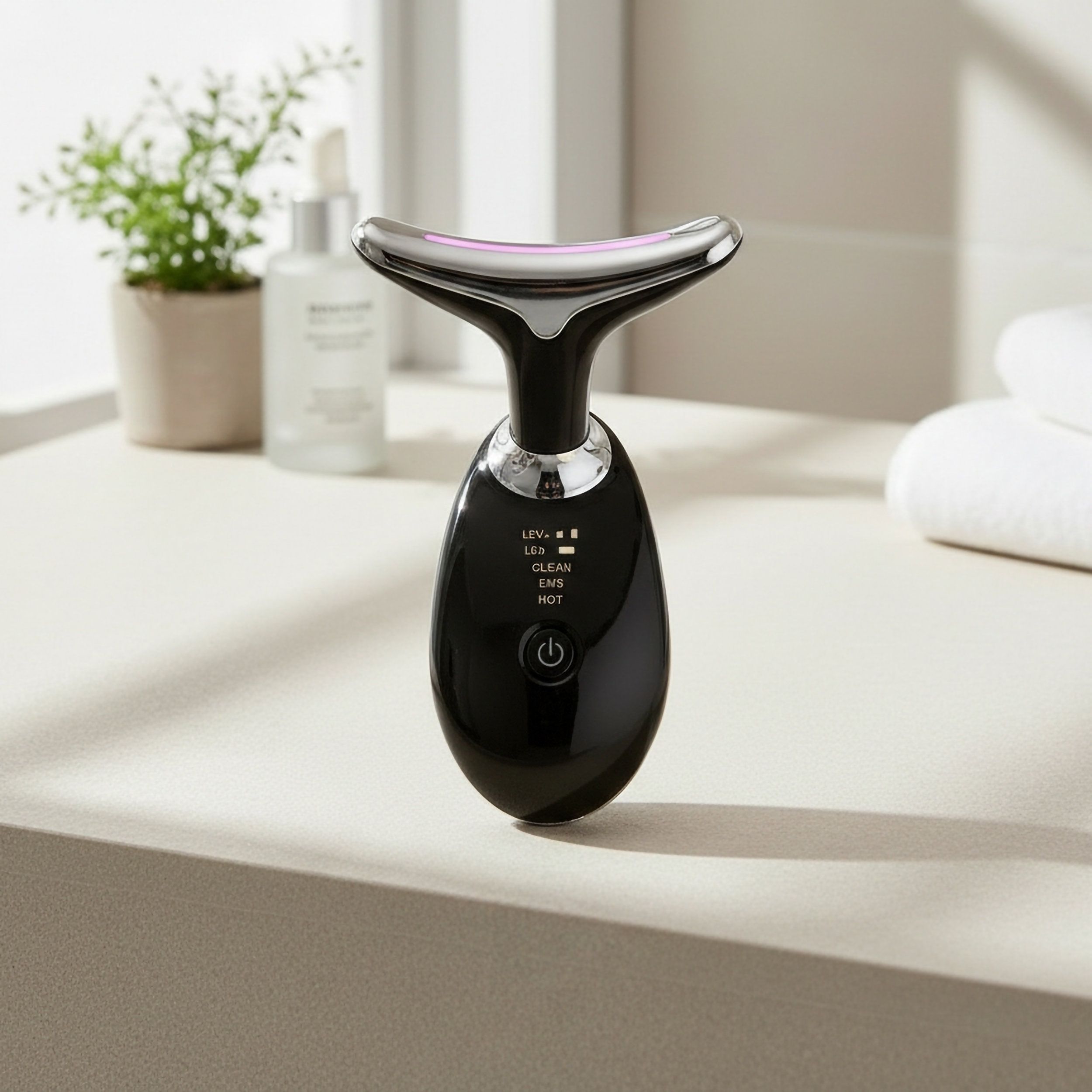 EMS- & LED-Gesichtsreinigungsgerät – Positive/Negative Ionen, Anti-Aging, Straffend & Wärme