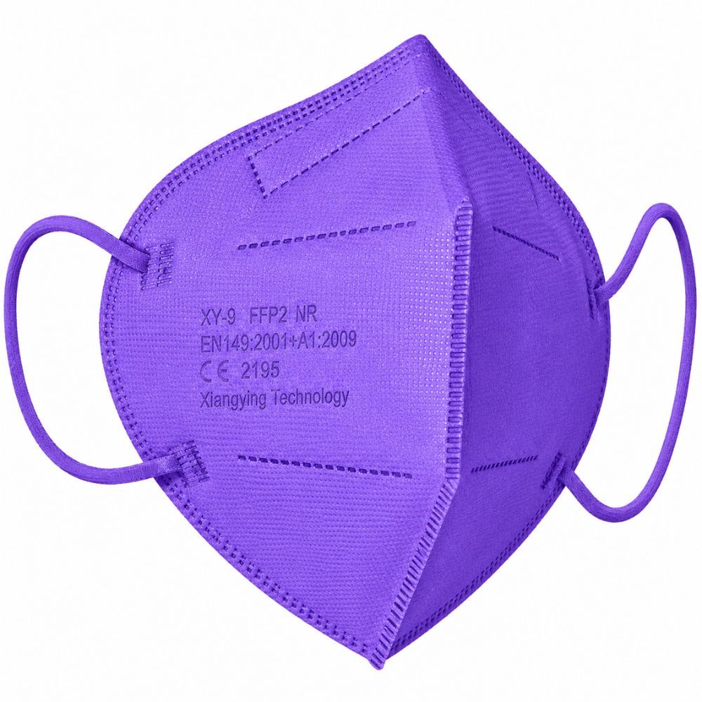 Violette FFP2-Maske mit CE-Zertifizierung und 5 Lagen.