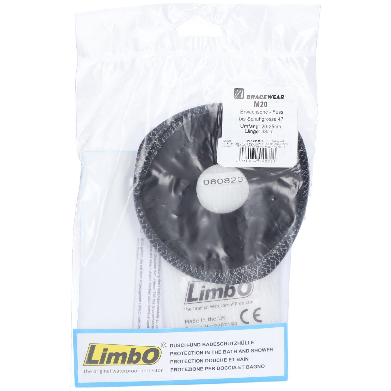 LIMBO Duschschutz Fuß – klein, Erwachsene, für Gips & Mull