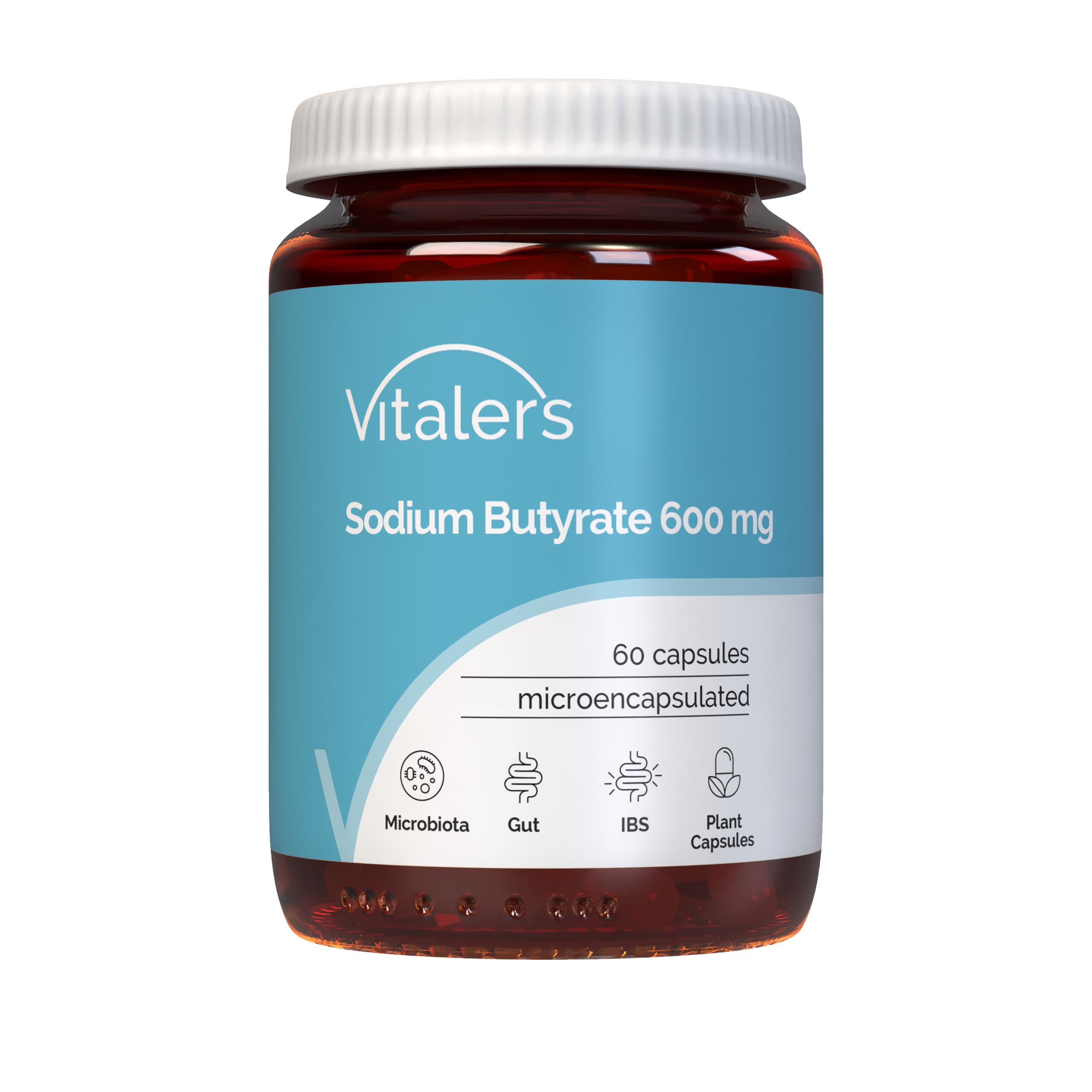 Vitaler’s Natriumbutyrat 600 mg Kapselbehälter.