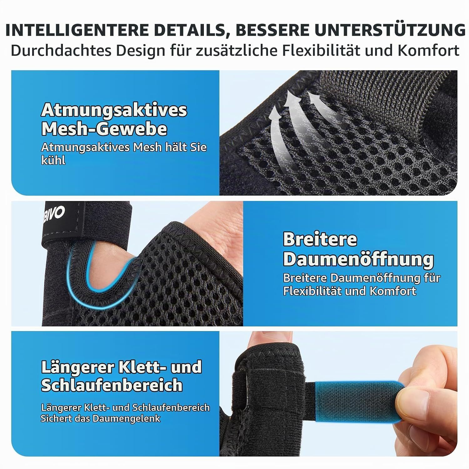 Anleitung zum Anlegen einer Handgelenkbandage, geeignet für Männer und Frauen, linke und rechte Hände.