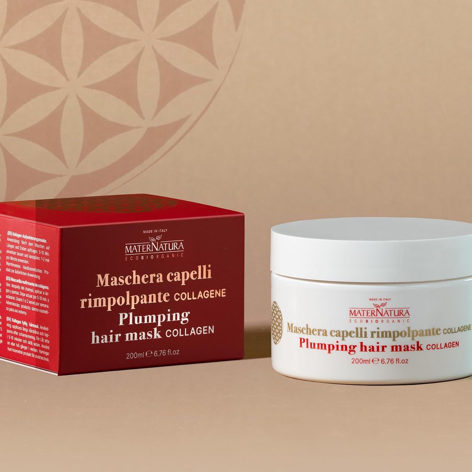 Maternatura Haarkur-Tiegel und Verpackung mit Kollagen.