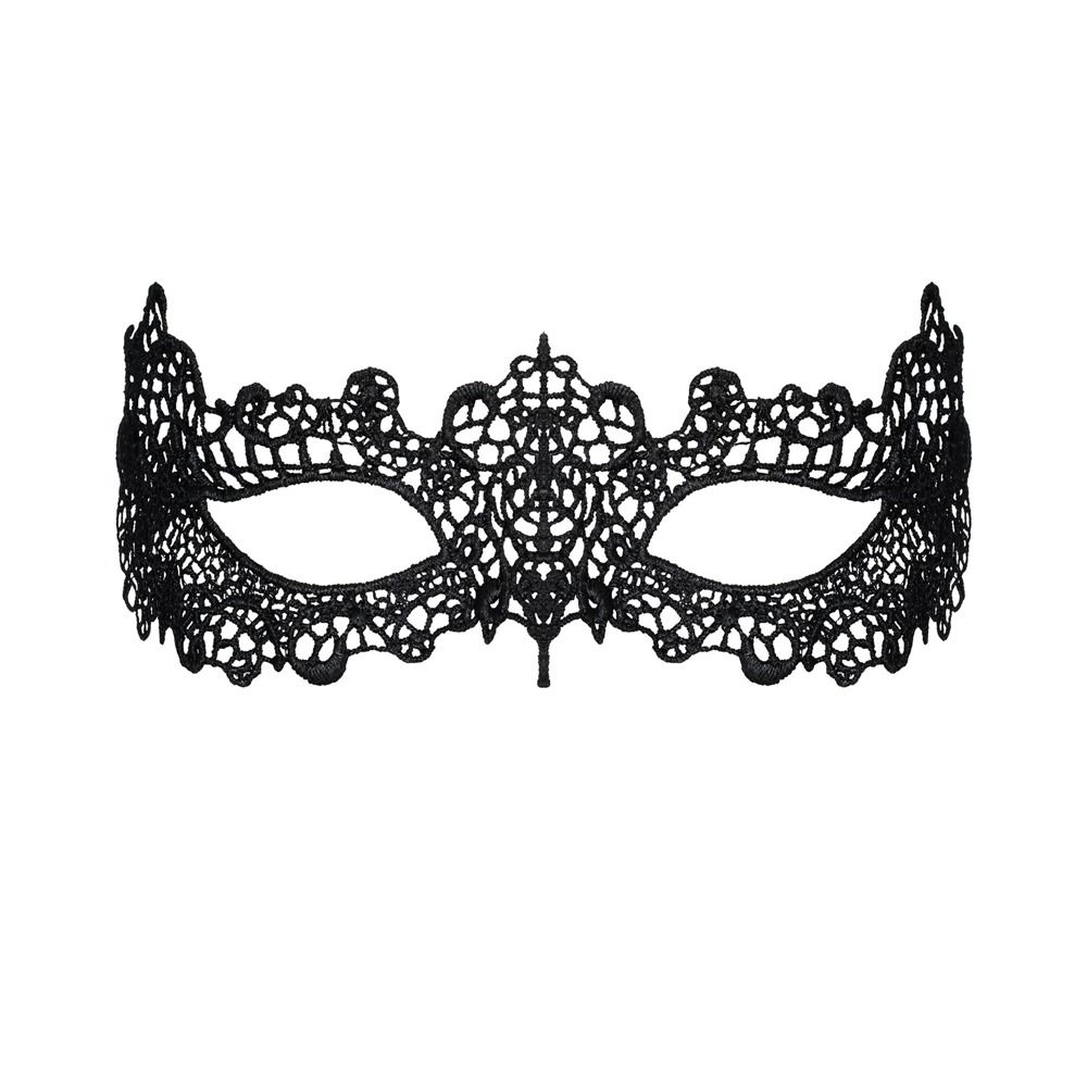 Schwarze Spitze-Maske. Augenpartie frei. Zarte Details. Für intime Momente.
