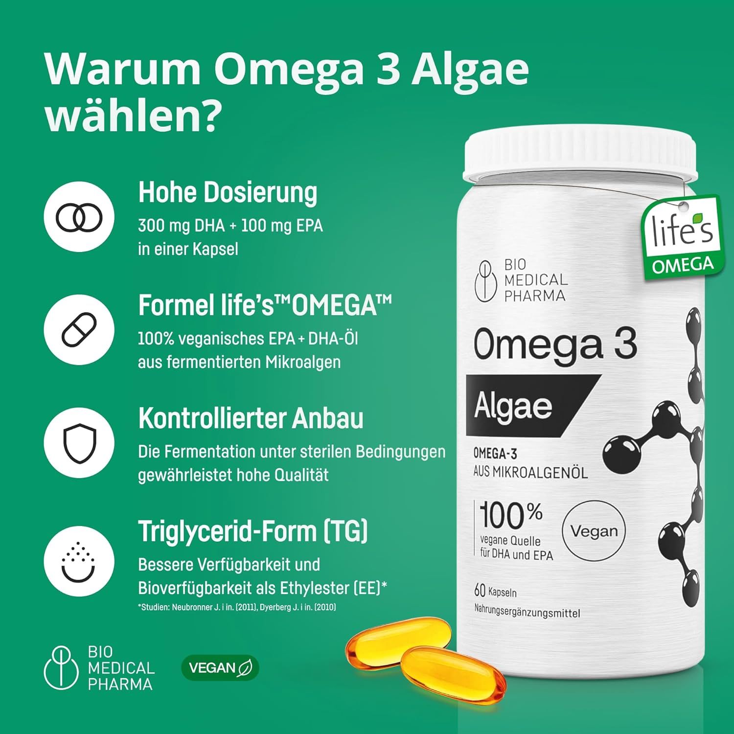 Bio Medical Pharma Omega 3 Vegan Algenöl Kapseln