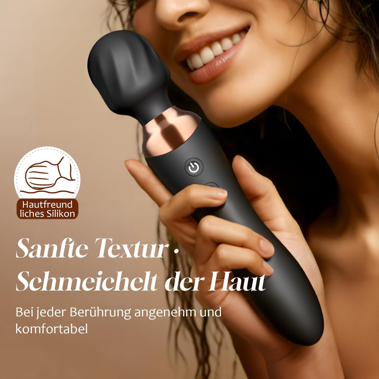 Schwarzer Vibrator mit 12 Vibrationsmodi, leiser als 40 dB und 30 % leiser im Betrieb.