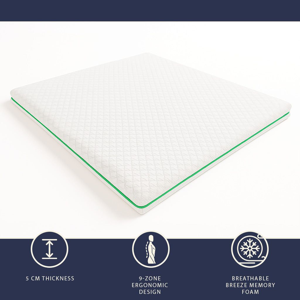 The White Stone Matratzentopper 120x190 aus Memory Foam Breeze mit 9 Zonen | Höhe 5 cm