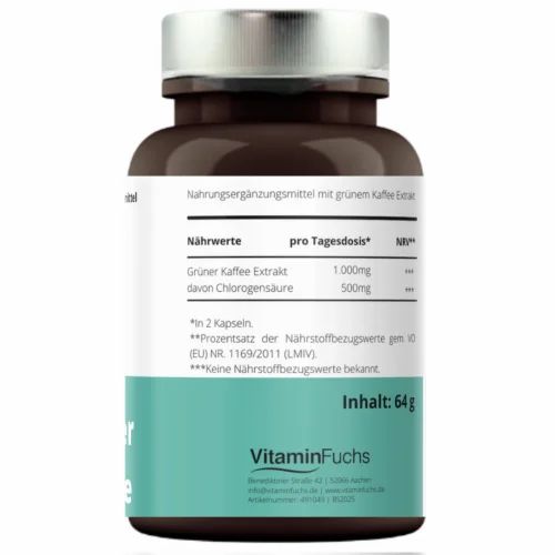 Grüner Kaffee Kapseln von VitaminFuchs