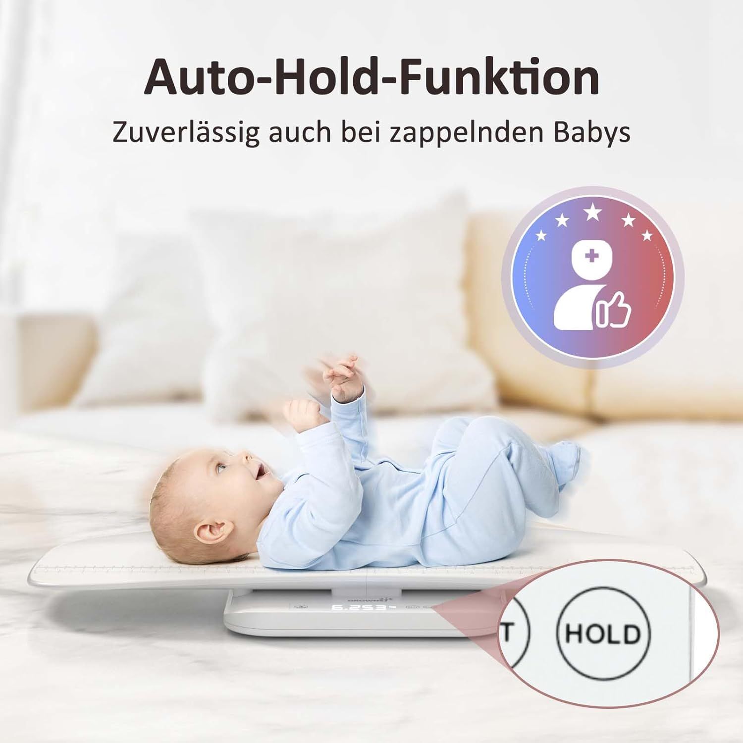 Grownsy Babywaage mit Abnehmbarem Tablett