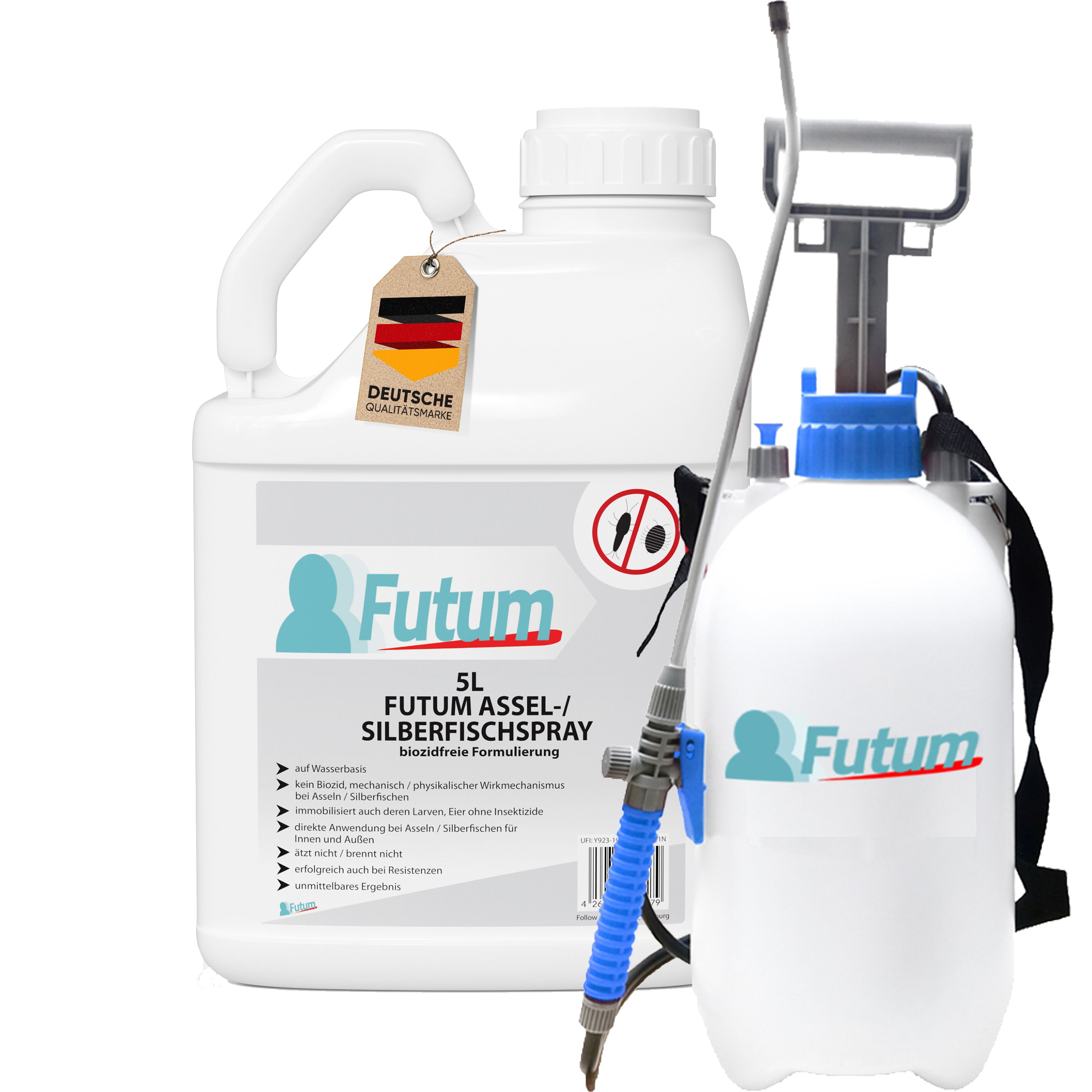 FUTUM 5L Silberfisch- / Asselspray + 5L Sprüher