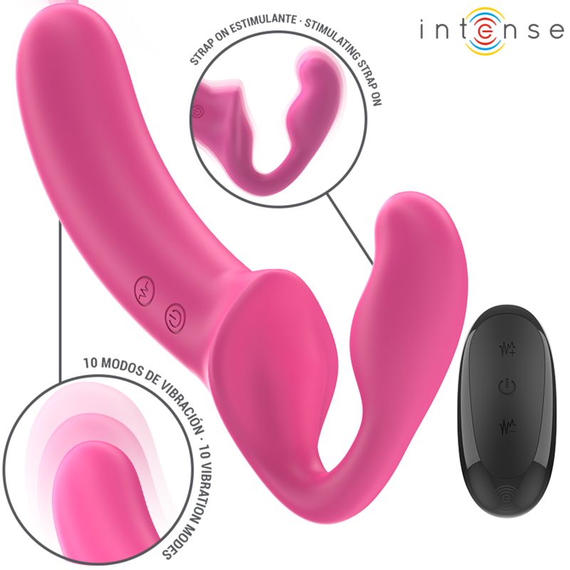 Pinker Vibrator mit 10 Vibrationsmodi und separater Fernbedienung.