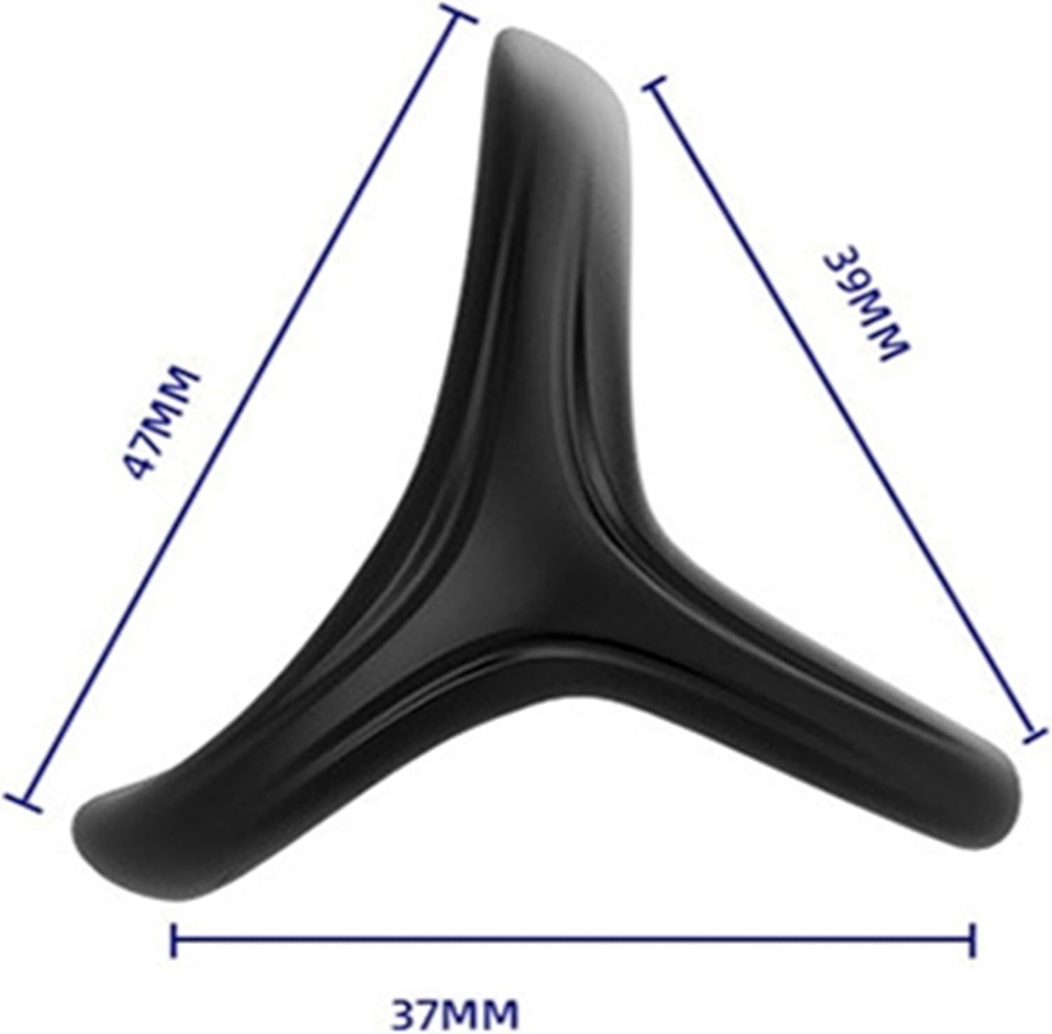 Schwarzer Penisring. Dreieckige Form. Maße: 47mm, 39mm, 37mm.