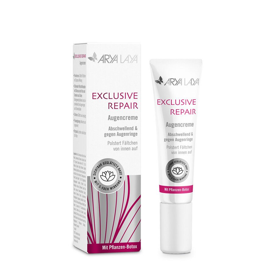 Arya Laya Exclusive Repair Augencreme Tube und Faltschachtel mit Pflanzen-Botox.