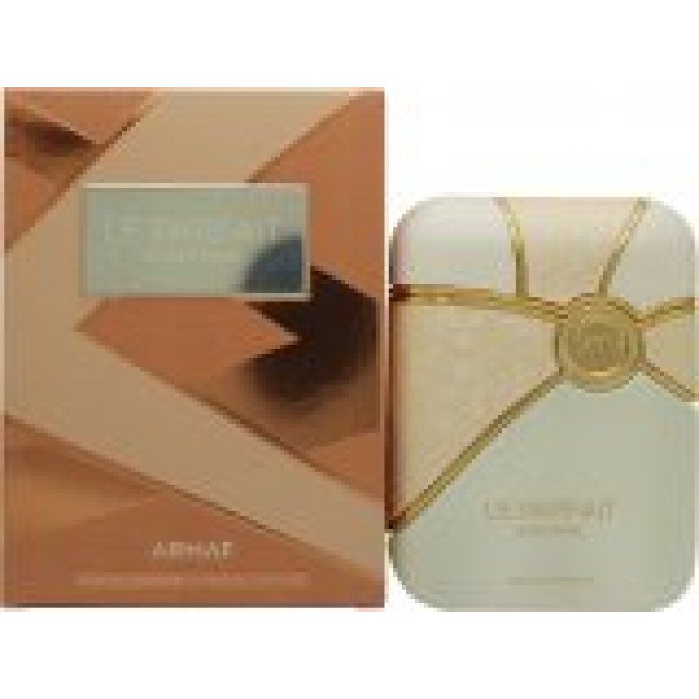 Parfümflakon und Verpackung. Flakon cremefarben-gold, Verpackung beige-gold. Schriftzug: Le Parfait Pour Femme. Marke: Armaf.