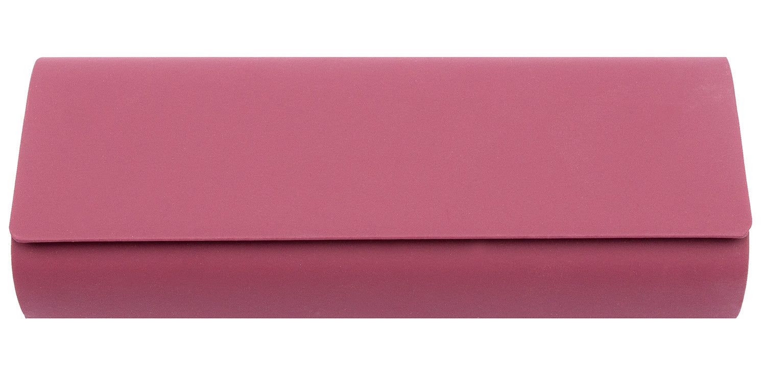 Hartschalenetui, rosa. Rechteckige Form mit Klappverschluss. Glatte Oberfläche.
