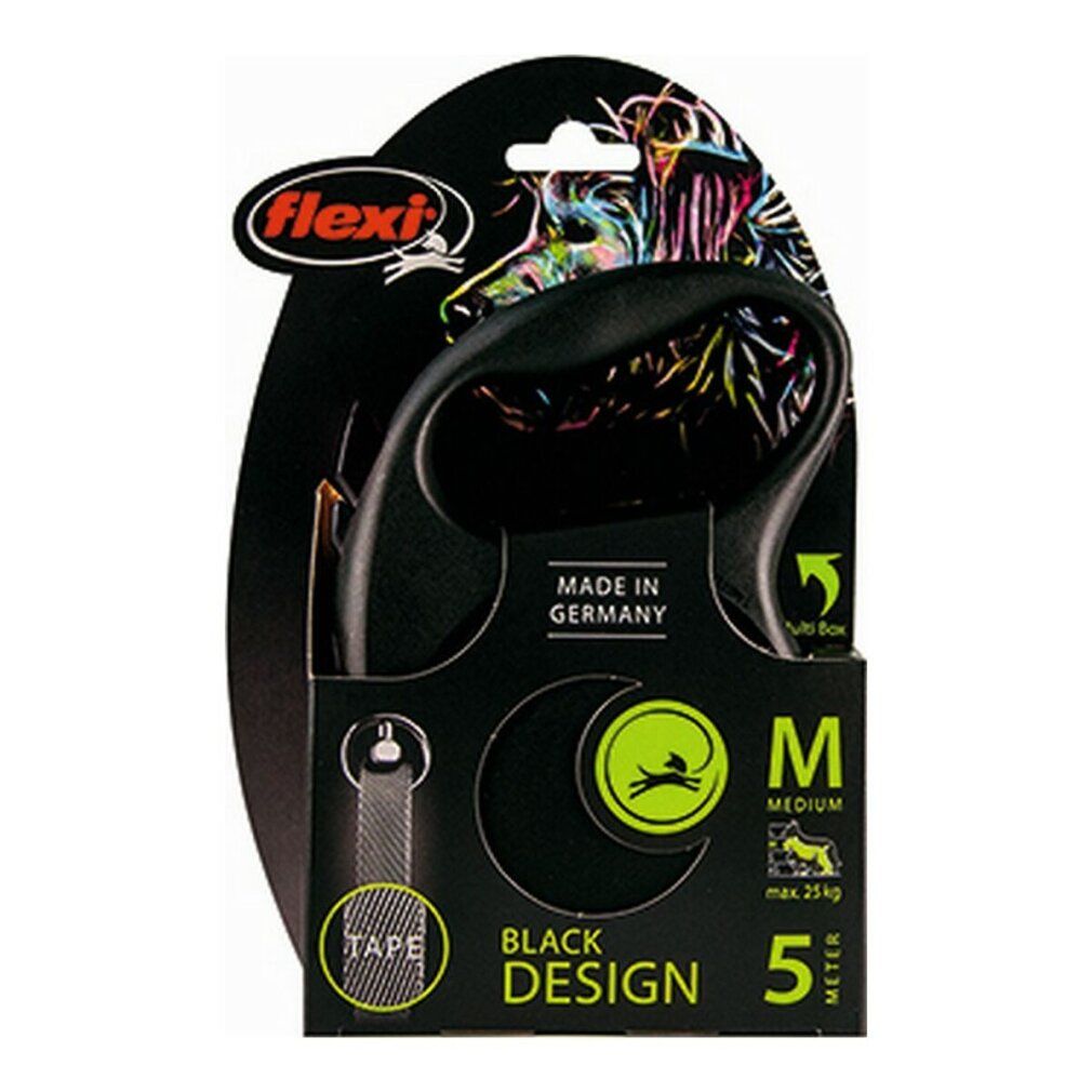 Flexi Leine Ausziehbar Design Schwarz für Hunde bis 15 kg