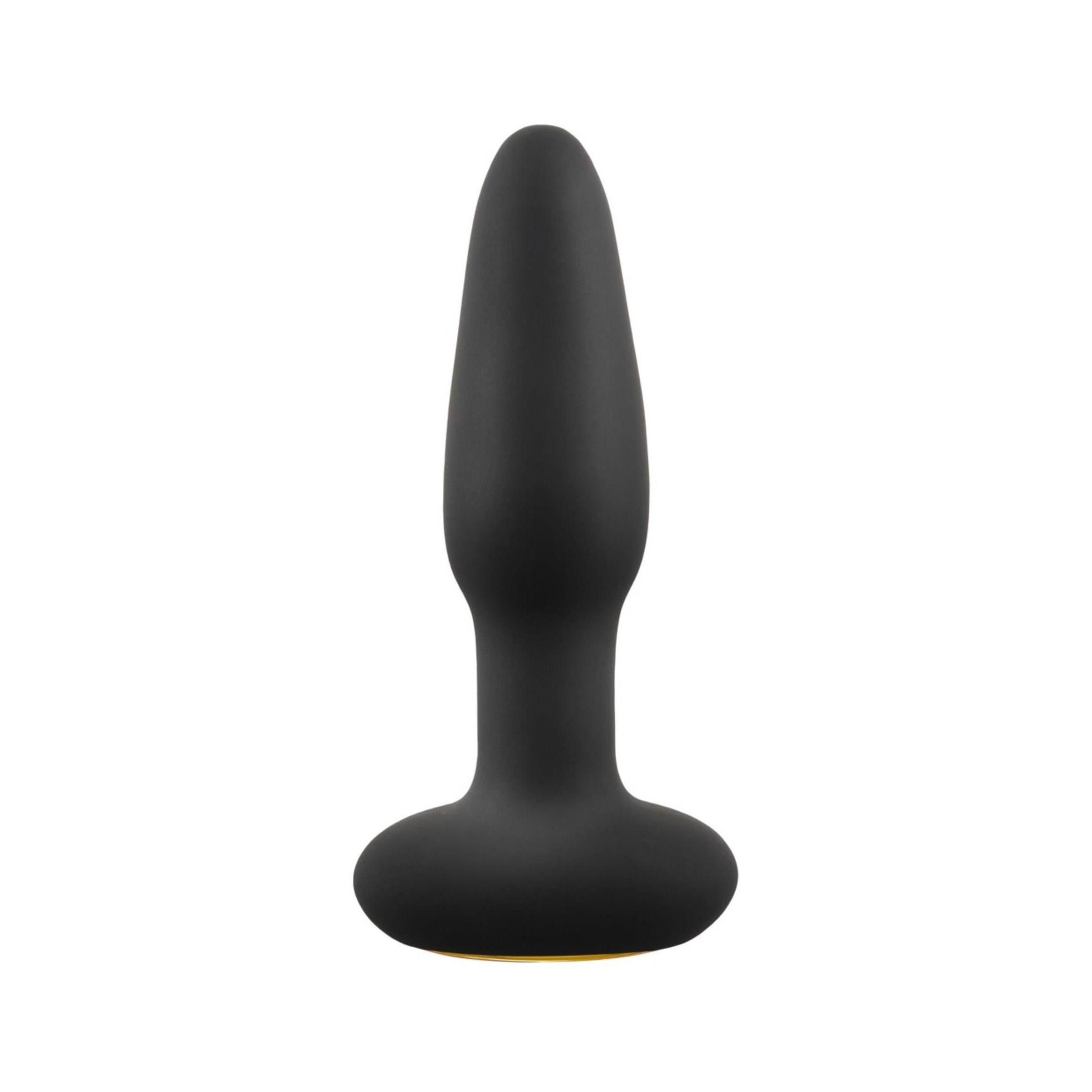 Schwarzer ANOS Pressure Trainer Anal Plug aus Silikon, leicht schräg von vorne.