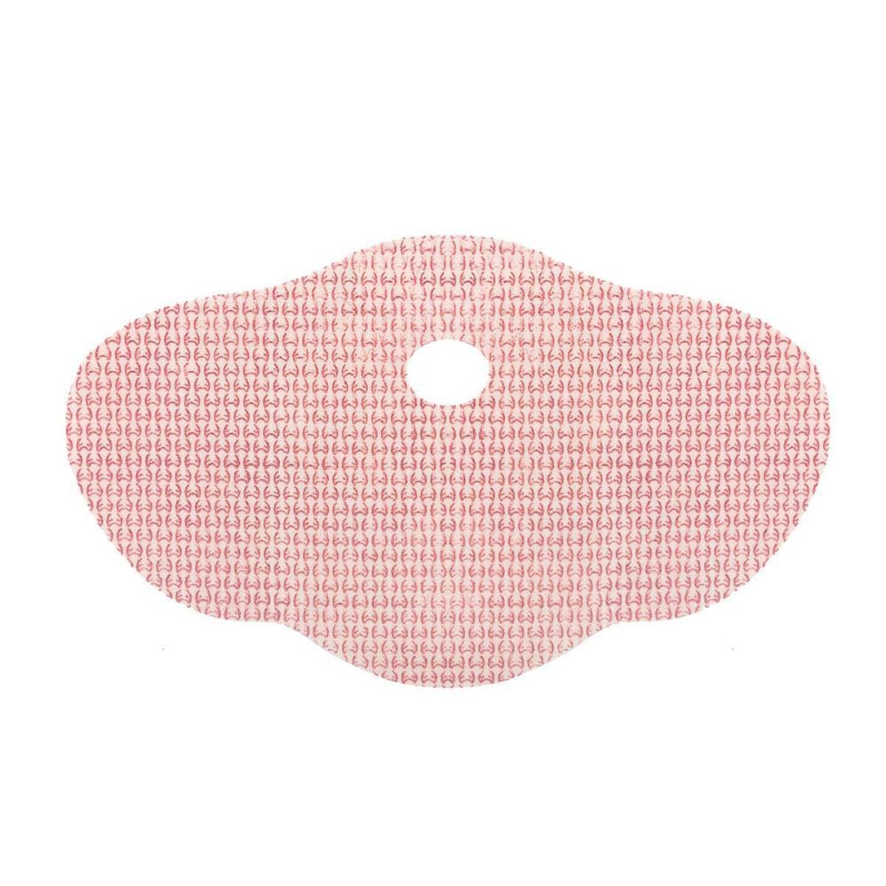 Fitness-Schlankheits-Pflaster, rosa, oval mit Loch. Stoffartige Oberfläche.