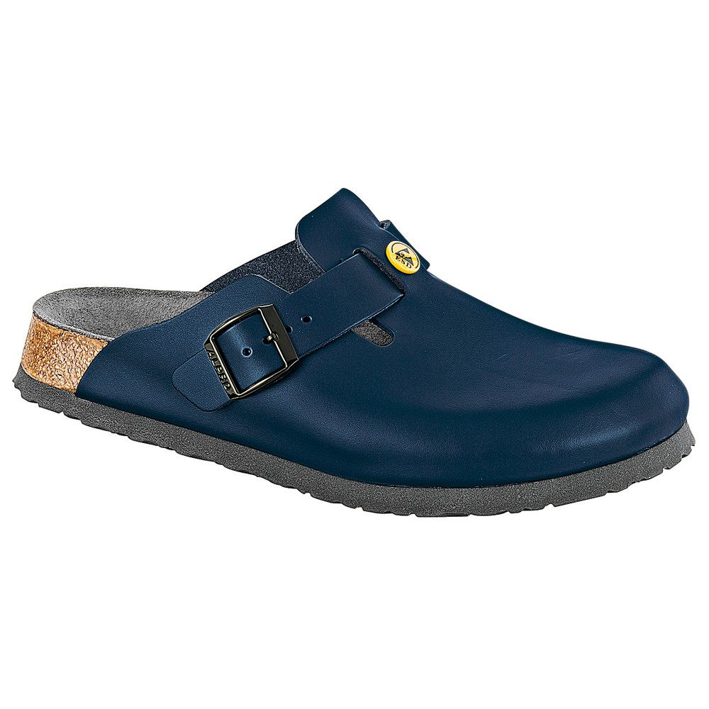 Birkenstock Boston ESD Pantolette blau normale Weite Gr. 45