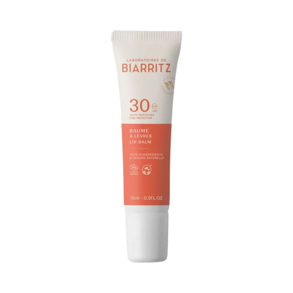 Creme-Tube mit Aufschrift "Laboratoires de Biarritz", "30", "Baume à lèvres".
