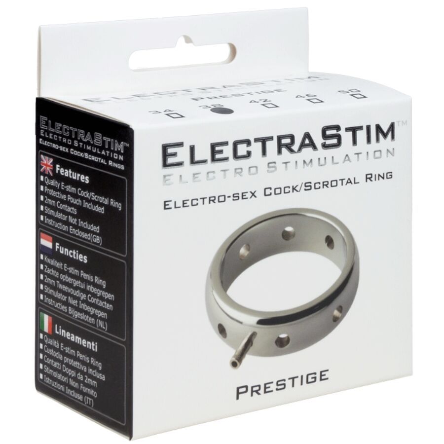 Produktverpackung mit Ring, Text 'ELECTRASTIM' und 'PRESTIGE'.