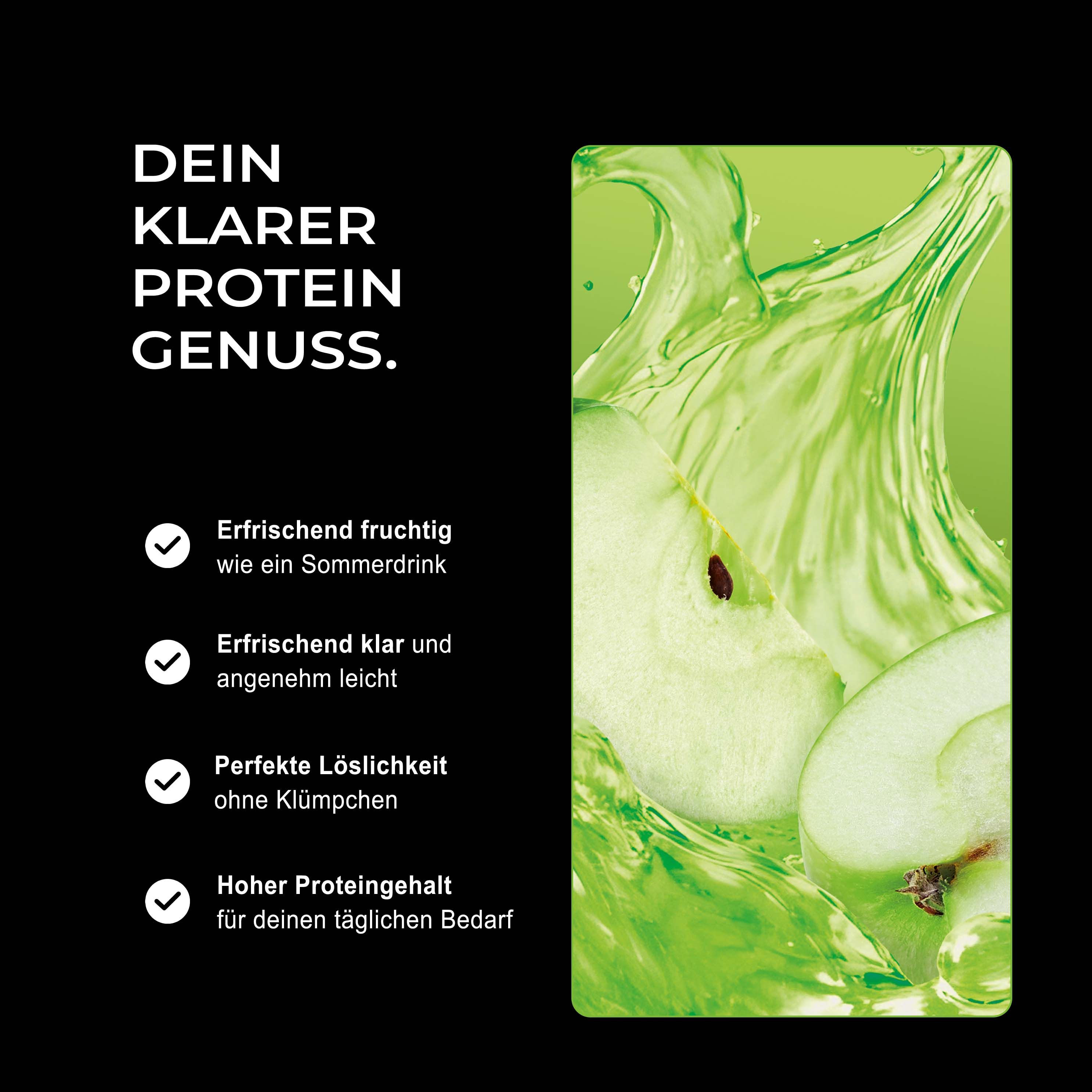 Neosupps Clear Whey Isolat Protein Pulver, 500g, Green Apple Geschmack