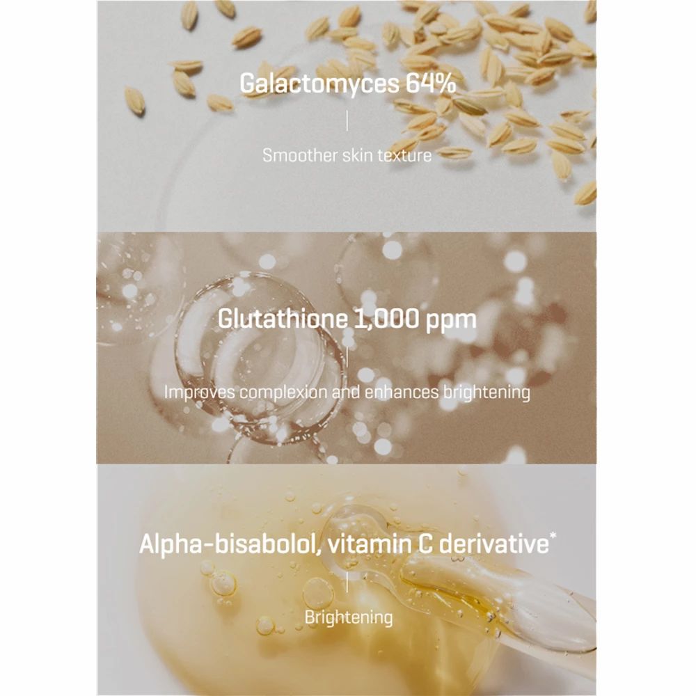 Textabschnitte: Galactomyces 64%, Glutathione 1.000 ppm, Alpha-bisabolol, Vitamin C Derivat.