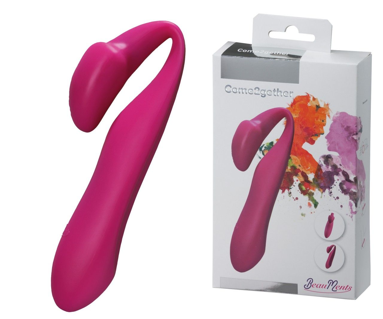 Produkt und Verpackung von BeauMents Come2gether. Pinkfarbenes Wellness-Produkt abgebildet.