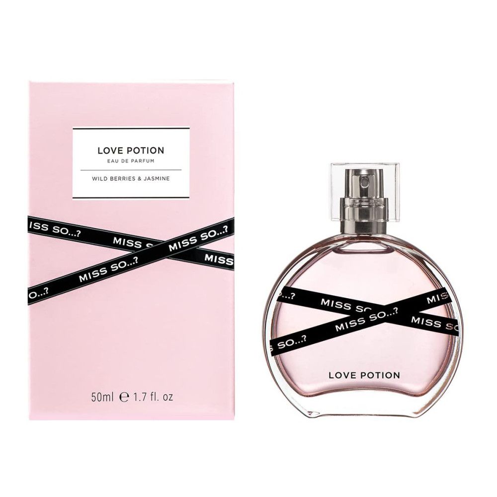 Rosa Flakon mit schwarzem Band und Schriftzug. Daneben eine rosa Verpackung mit Produktinformationen.