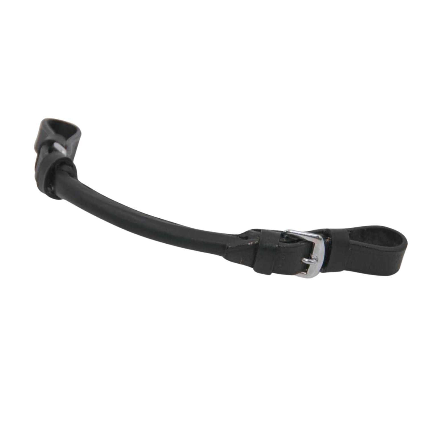 Schwarzer Sattelschutzbezug mit Schnalle und Schlaufen.