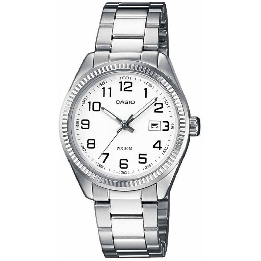 Casio Damen Analog Quarz mit Edelstahl Armbanduhr