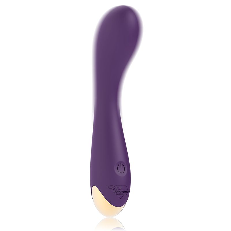 Vibrator in Lila mit goldfarbenem Ende. Aufschrift: Treasure. Mit Ein-/Ausschalter.