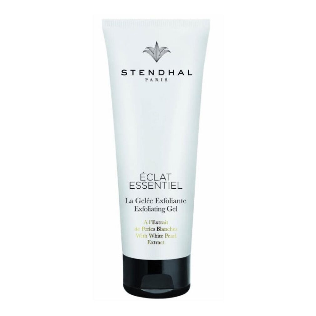 Stendhal Éclat Essentiel Exfoliating Gel Tube mit schwarzem Klappdeckel.