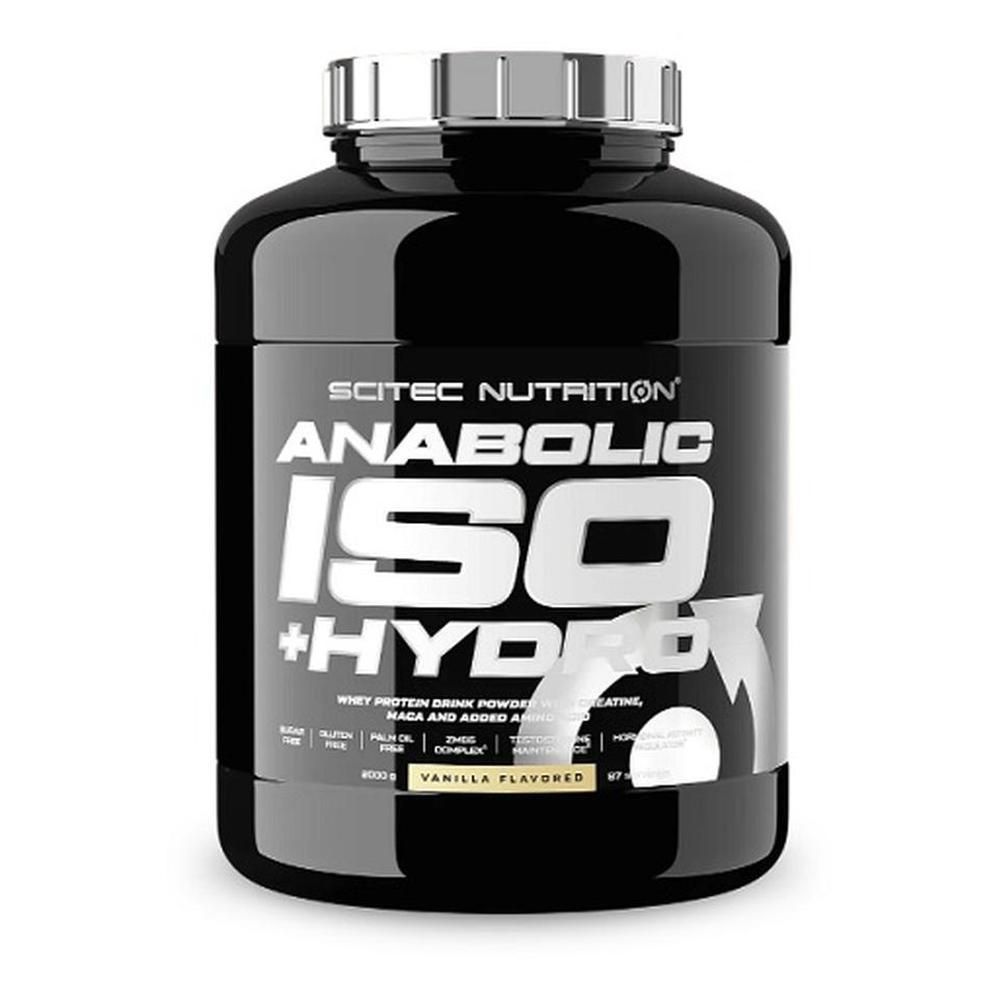 Schwarzer Behälter Scitec Nutrition Anabolic Iso+ Hydro, Vanille.