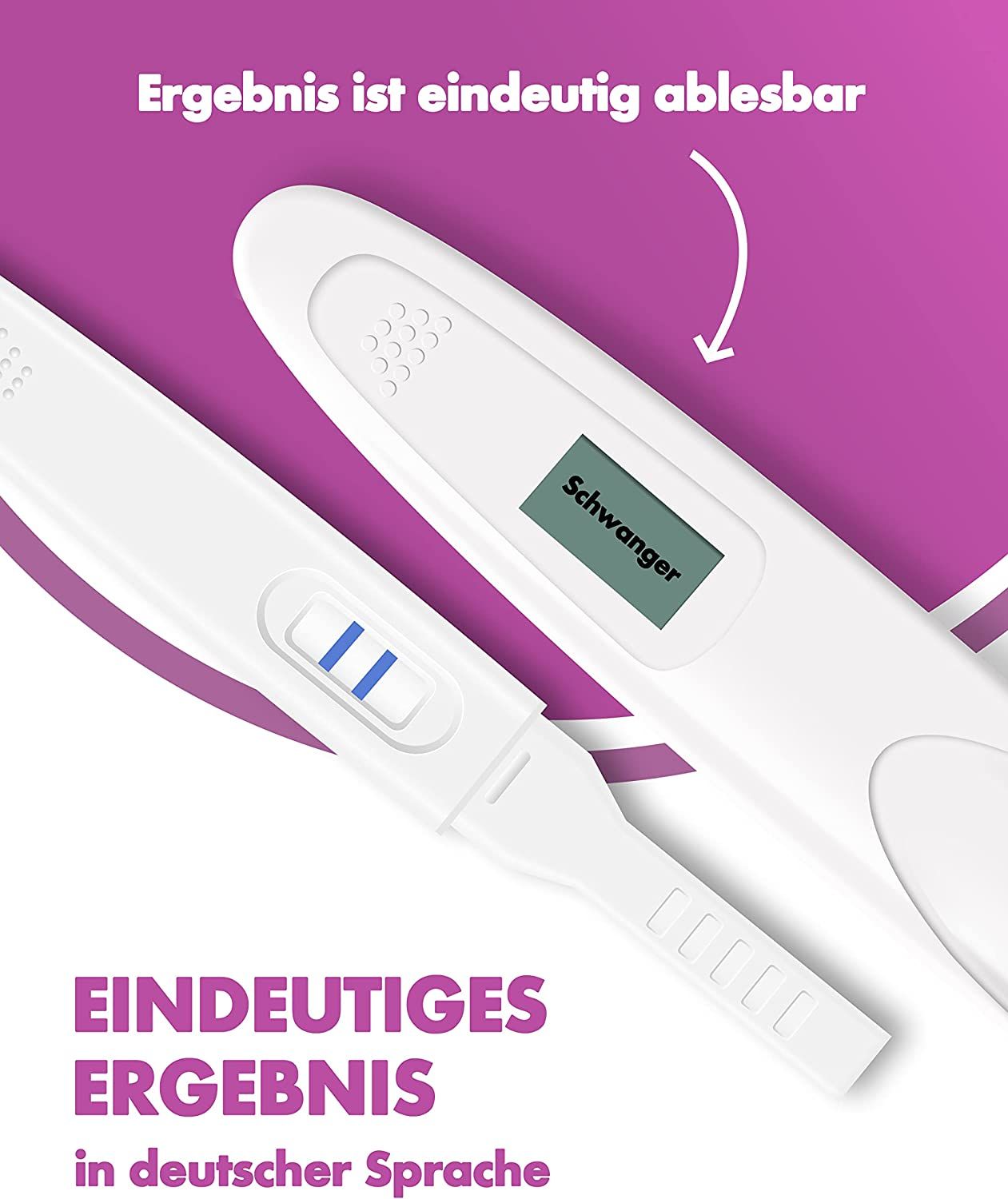 One+Step digitaler Schwangerschaftstest mit klarer Anzeige "schwanger" / "nicht schwanger"