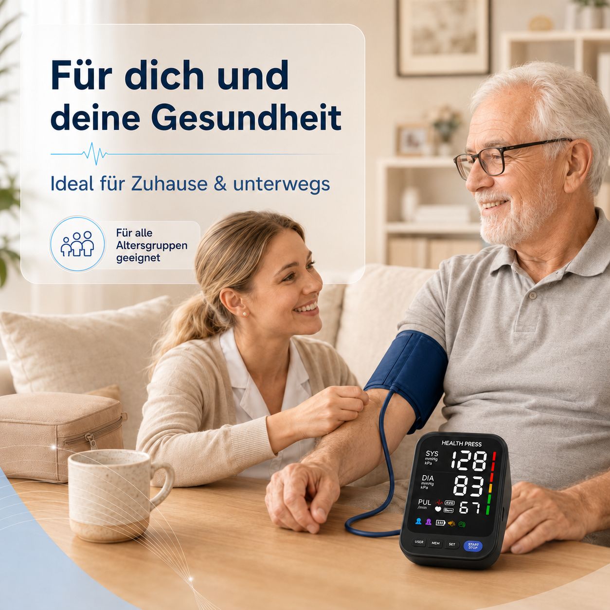 Health Press Blutdruckmessgerät Oberarm – Digitales Blutdruckmessgeraet mit Manschette