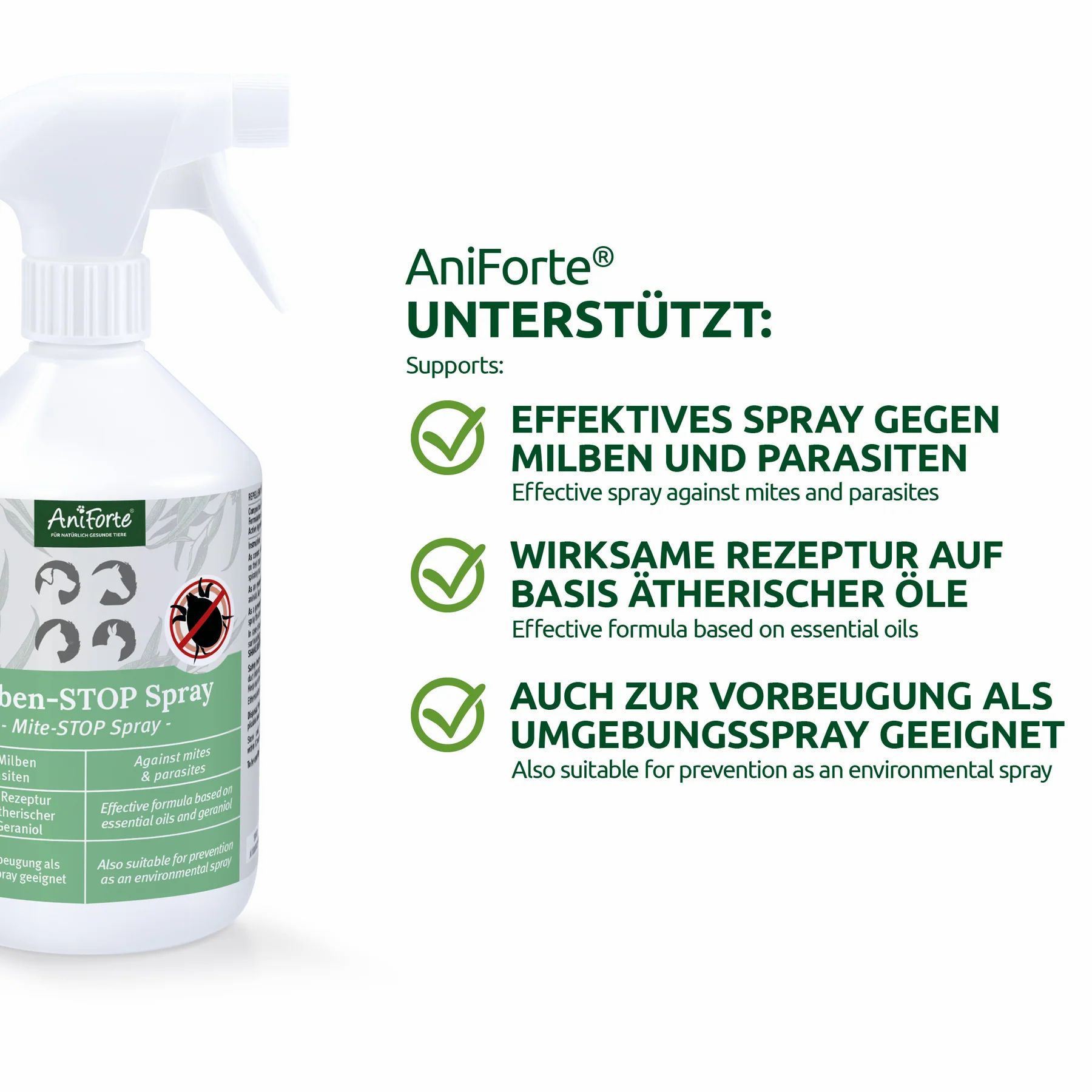 Milben-STOP Spray für Hunde, Katzen, Pferde & Co. - AniForte®